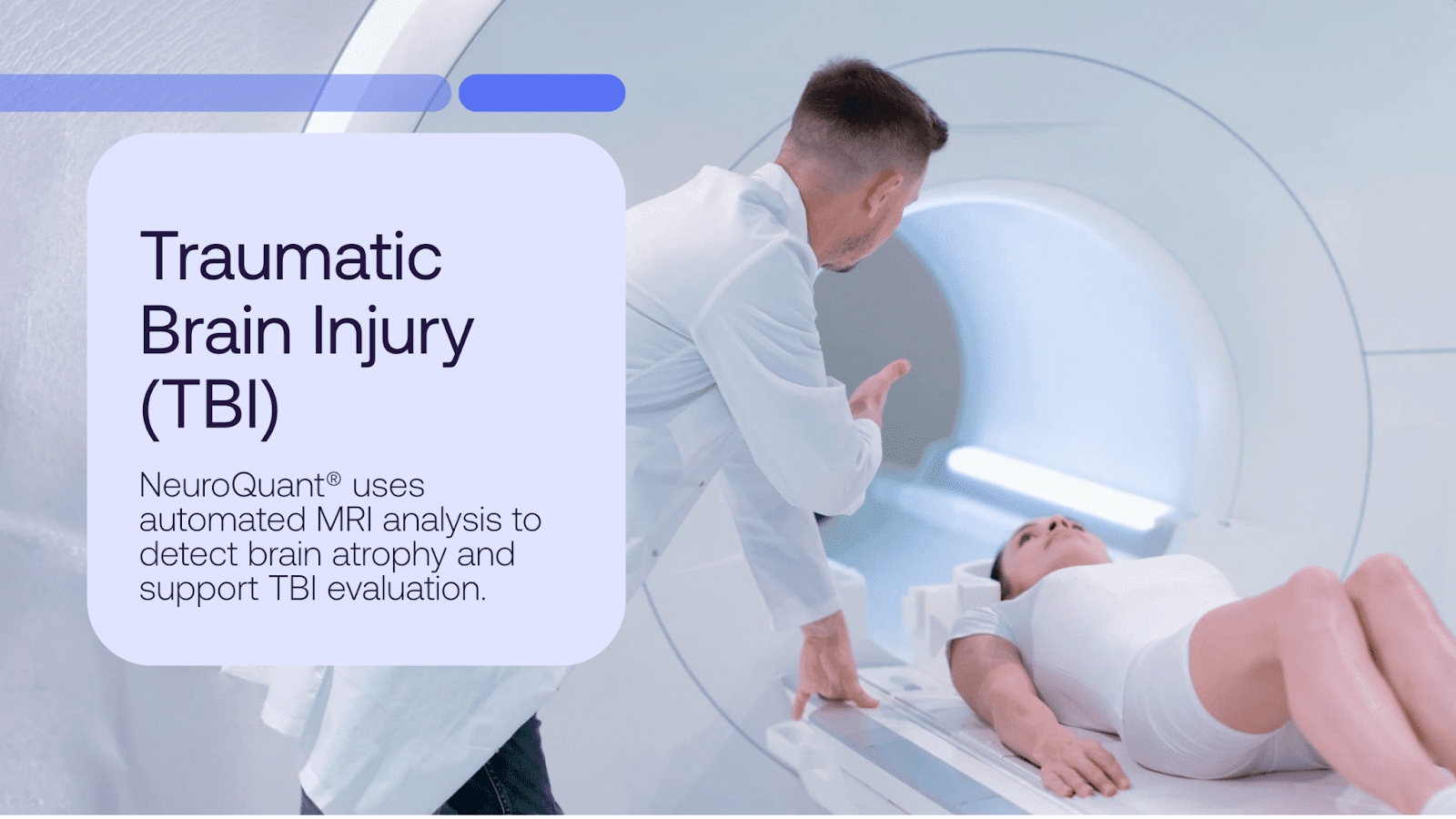 MRI scan for traumatic brain injury using NeuroQuant analysis to assess brain health